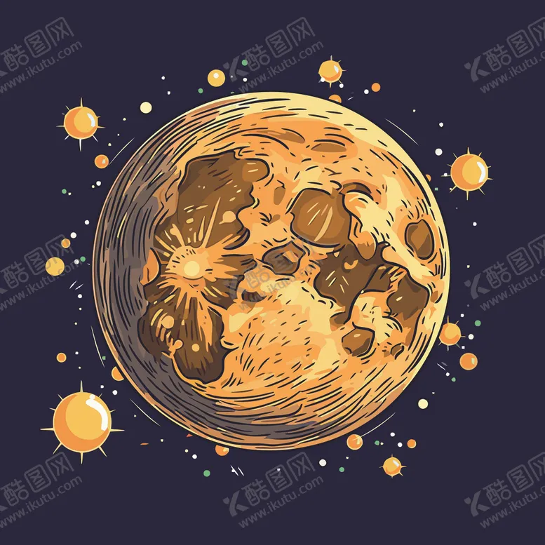 编号：72340802042310324679【酷图网】源文件下载-可爱月亮卡通绘画儿童插画