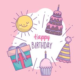 手绘卡通生日