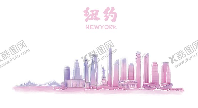 编号：20918510052251353917【酷图网】源文件下载-纽约城市地标建筑漫画