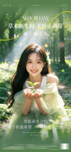 美业春季植树节日海报