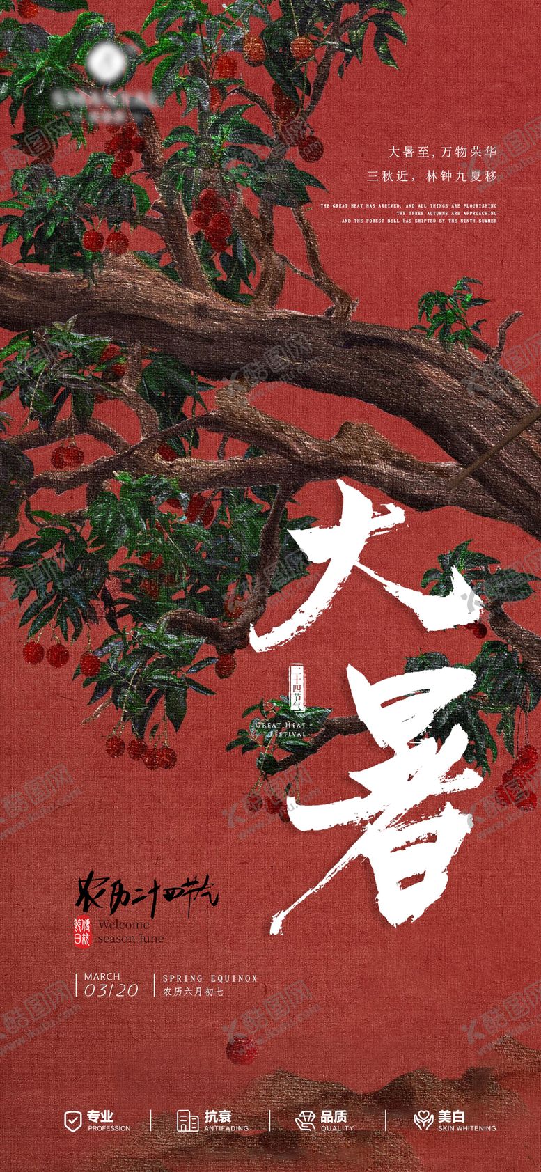 编号：64948707072306412088【酷图网】源文件下载-医美大暑荔枝海报