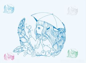 线描适量女孩