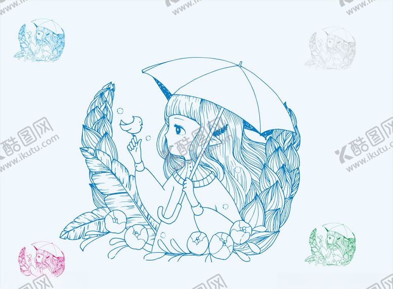 编号：43569905042314221491【酷图网】源文件下载-线描适量女孩