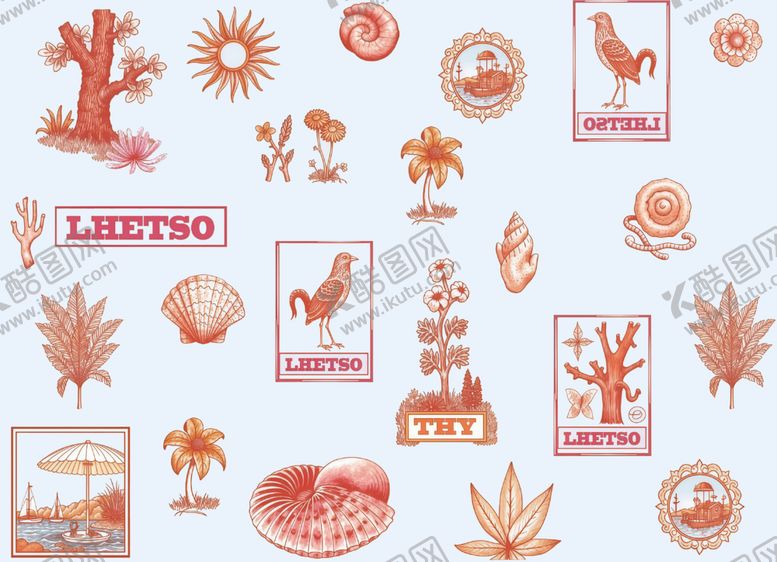 编号：50073504011139387761【酷图网】源文件下载-手绘粉色植物动物图案元素