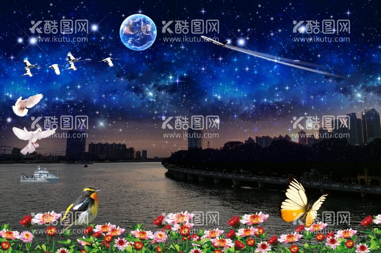 编号：43842511251551434602【酷图网】源文件下载-美丽星空江河山水美景图片