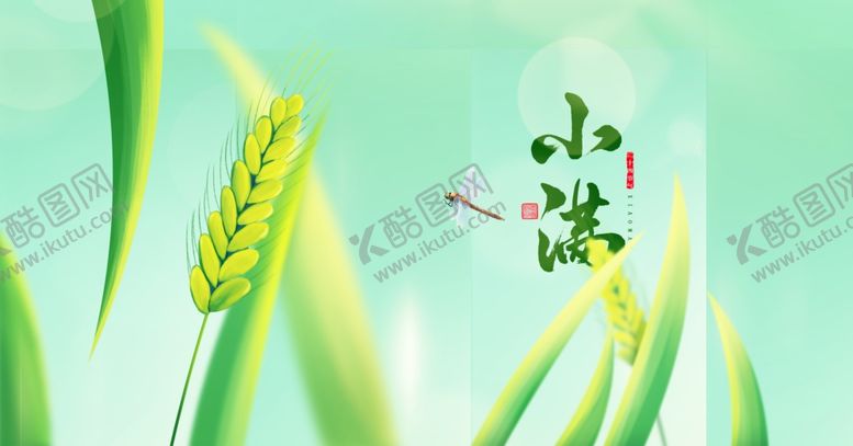 编号：94770205250102533335【酷图网】源文件下载-清新麦穗插画节气小满小虫点缀