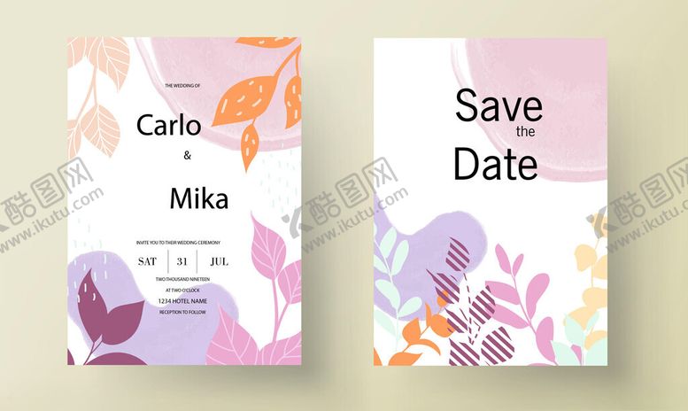 编号：36394404241959158491【酷图网】源文件下载-花卉婚礼请柬设计