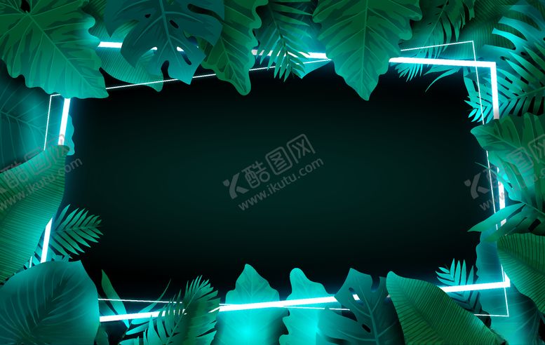 编号：86523609251442252568【酷图网】源文件下载-霓虹灯叶子背景