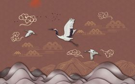 中国风国潮背景山水画插图水墨画