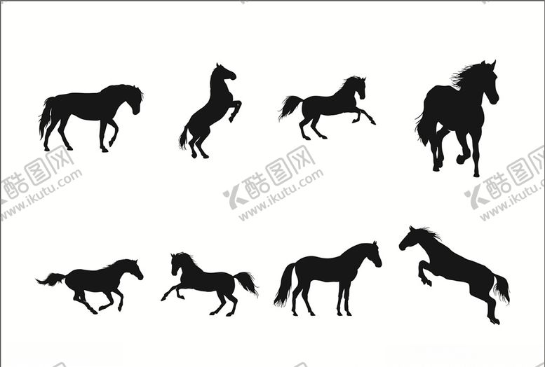 编号：22552105130722112393【酷图网】源文件下载-矢量骏马剪影素材