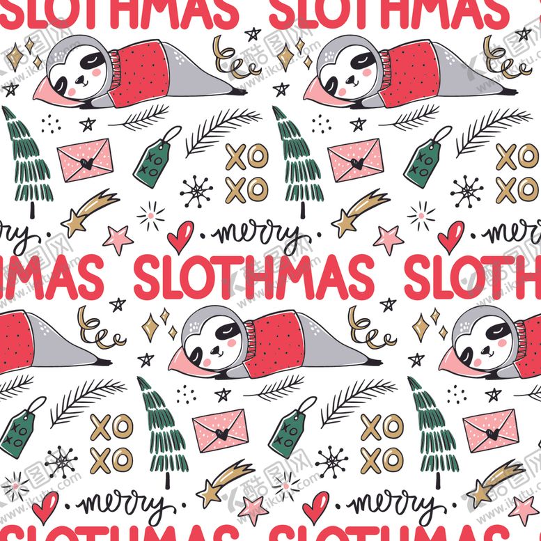 编号：62698610011827069307【酷图网】源文件下载-圣诞无缝背景树獭圣诞元素