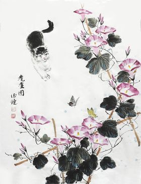 国画花鸟飞白虫鱼设计
