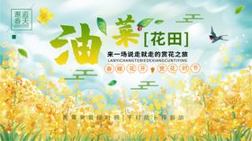 春日油菜花海浪漫黄色背景板海报