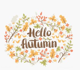 彩色你好秋季树叶矢量素材