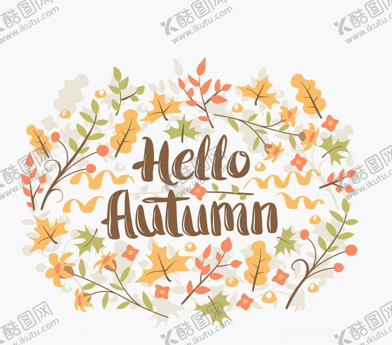 编号：58956110290106377577【酷图网】源文件下载-彩色你好秋季树叶矢量素材