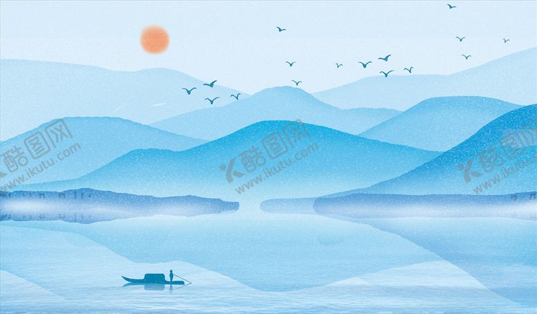 编号：62609905182343265655【酷图网】源文件下载-水墨山水太阳背景墙