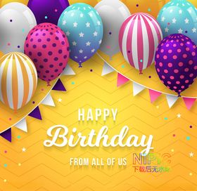 可爱气球背景宣传生日快乐素材