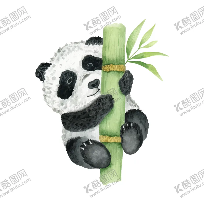 编号：27888112111823409092【酷图网】源文件下载-卡通水彩手绘大熊猫竹子国宝背景