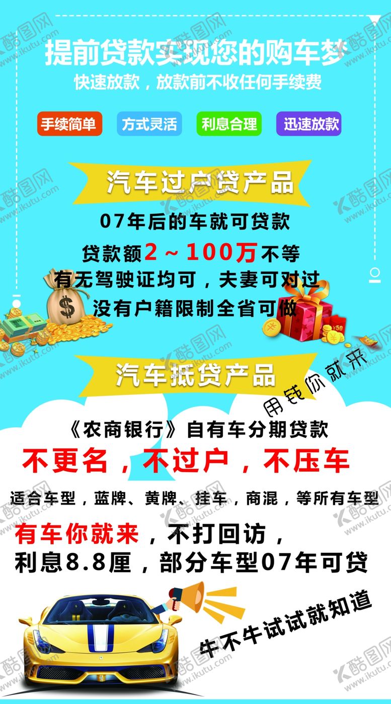 编号：36331205031240275630【酷图网】源文件下载-汽车贷款海报