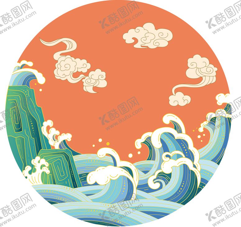 编号：12067309192026534390【酷图网】源文件下载-古风祥云纹边框