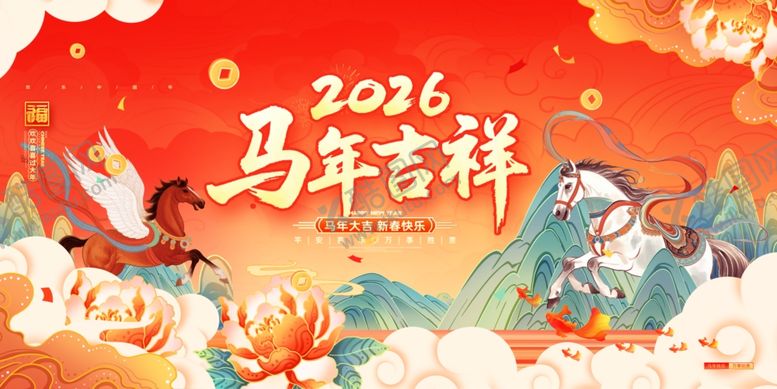 编号：38828001050055553273【酷图网】源文件下载-马年吉祥海报展板