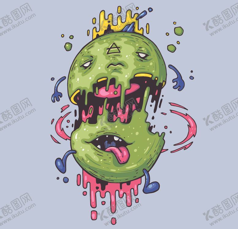 编号：29380710080735112777【酷图网】源文件下载-创意嘻哈怪物涂鸦插画