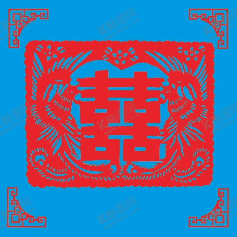 编号：61507611261816446236【酷图网】源文件下载-凤凰双喜剪纸