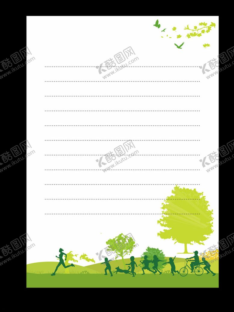 编号：83673105021636115049【酷图网】源文件下载-奔跑的人青春人物信纸