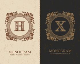 logo设计AI背景素材商标底纹边框广告