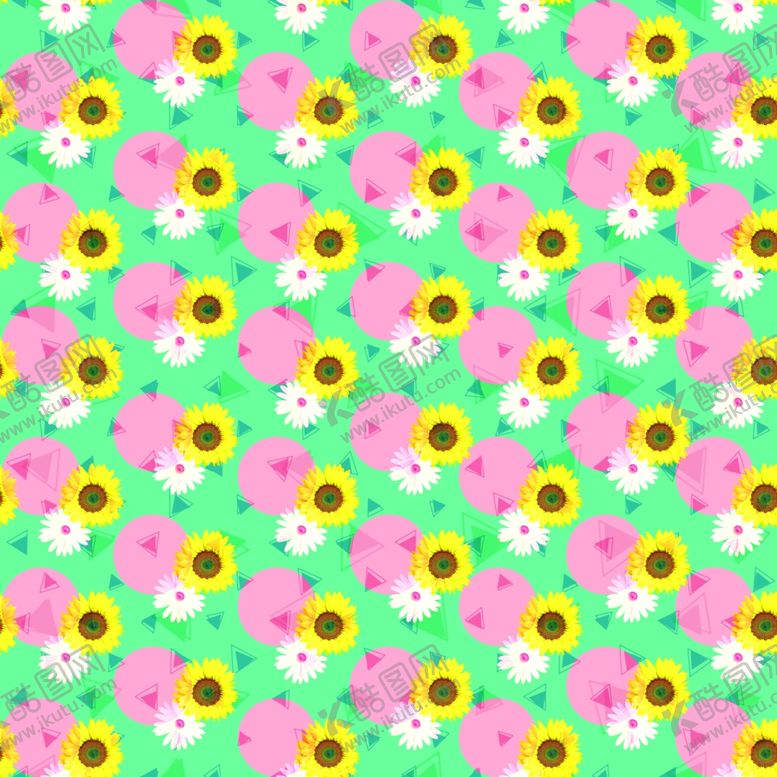 编号：50036110050518439402【酷图网】源文件下载-小碎花向日葵几何背景雏菊