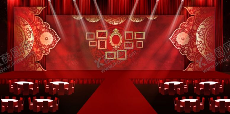 编号：32445907010020141483【酷图网】源文件下载-红色大气端庄婚礼场景