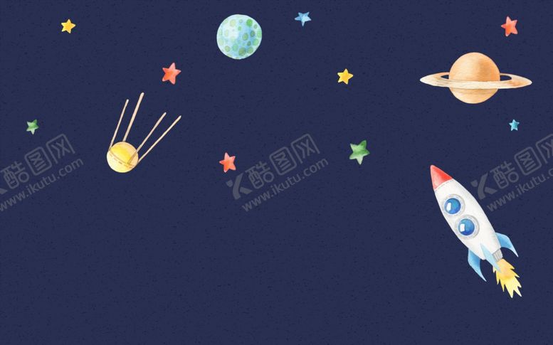 编号：46994405072210528590【酷图网】源文件下载-星球火箭卡通背景