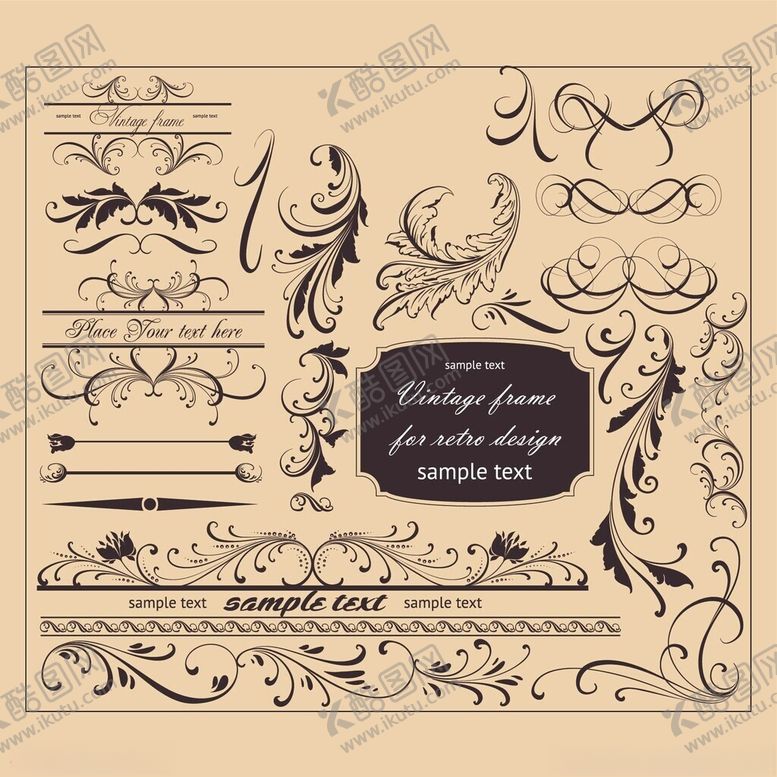 编号：91914611181525388132【酷图网】源文件下载-复古欧式装饰花纹设计素材