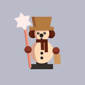 手绘扁平戴帽子木偶公仔