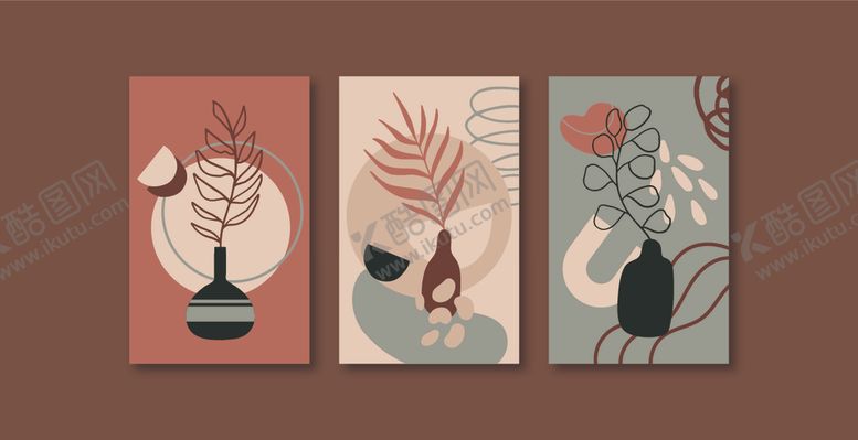 编号：81899210092250161810【酷图网】源文件下载-三幅简约植物插画装饰画