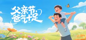 父亲节活动插画海报