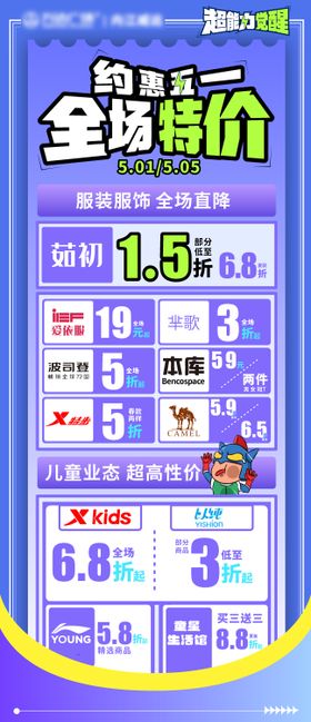 五一劳动节商场简约海报