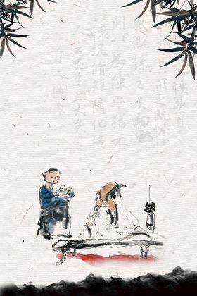 水墨背景新中式装饰画山画展墙山图
