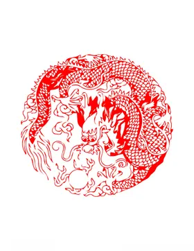 剪纸龙中国生肖底纹边框