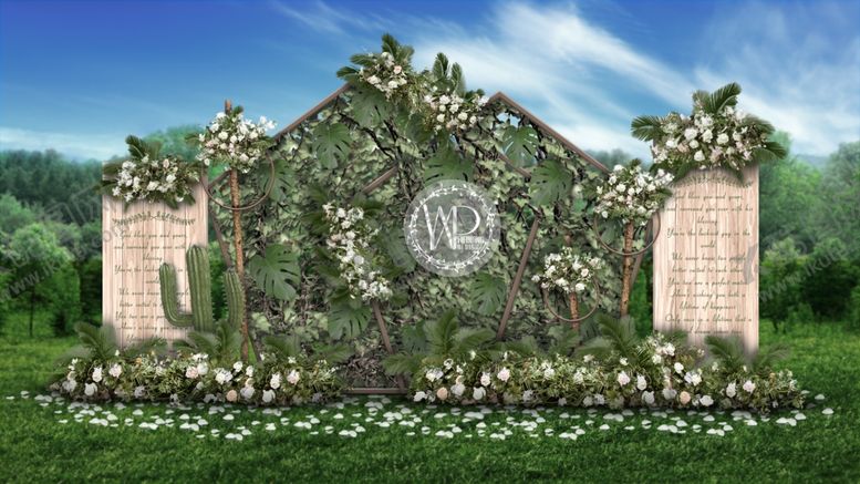 编号：62214009250218268671【酷图网】源文件下载-户外婚礼合影墙