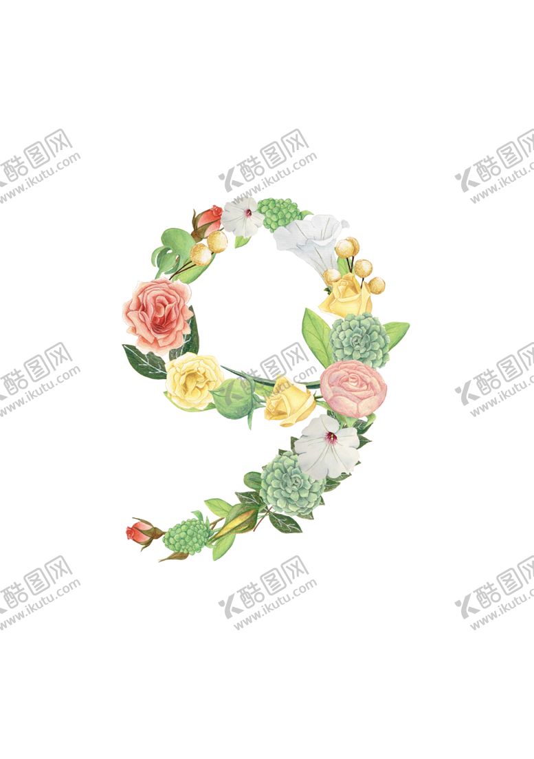 编号：66029910241226456896【酷图网】源文件下载-花朵拼凑数字