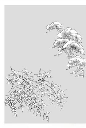 线描松树
