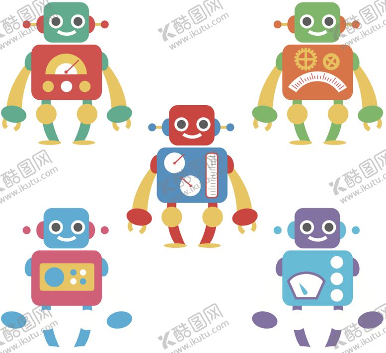 编号：91860410030727350469【酷图网】源文件下载-矢量卡通机器人素材