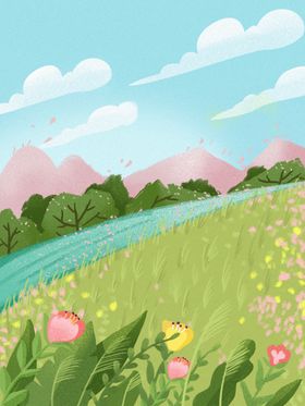 春天花草背景