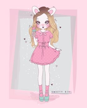 可爱卡通潮流少女插画