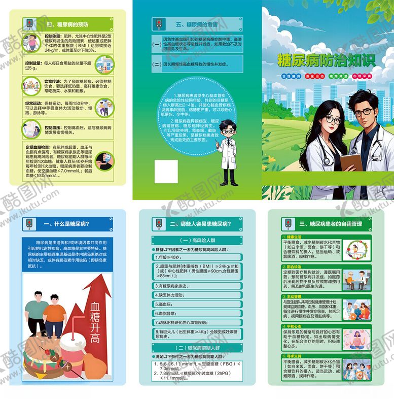 编号：28830406291648504805【酷图网】源文件下载-糖尿病预防知识三折页