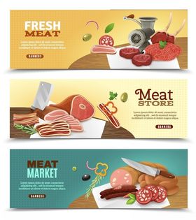 肉类食品宣传横幅设计图