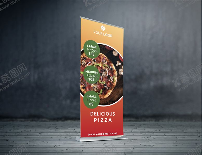 编号：61398109181135085929【酷图网】源文件下载-披萨门店易拉宝海报素材