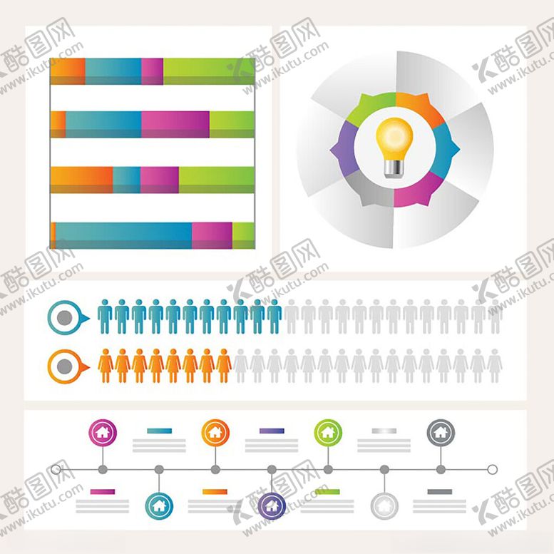 编号：71616311212334291132【酷图网】源文件下载-多彩信息图表模板集合