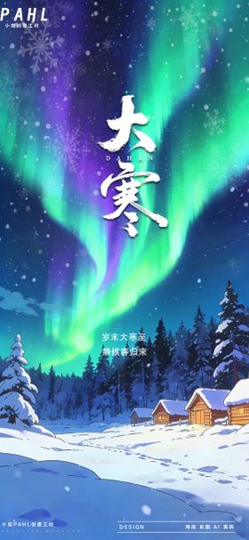 大寒二十四节气极光海报